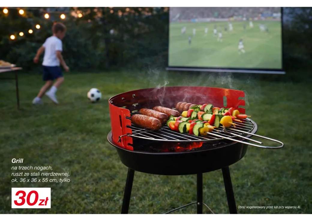 Grill na trzech nogach ruszt ze stali nierdzewnej ok. 36x36x55cm