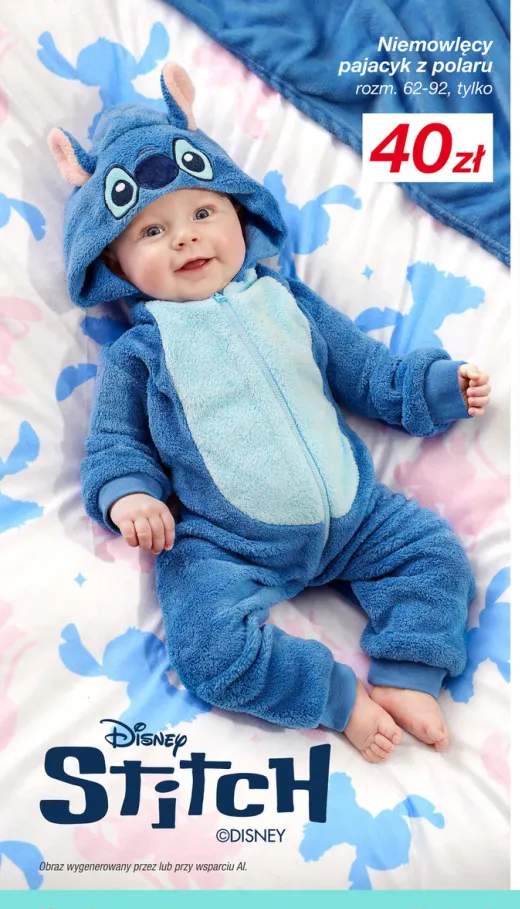 Niemowlęcy pajacyk z polaru Disney Stitch