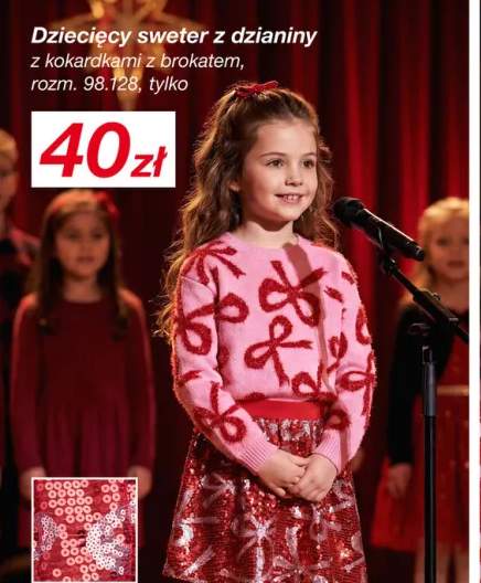 Dziecięcy sweter z dzianiny z kokardkami z brokatem