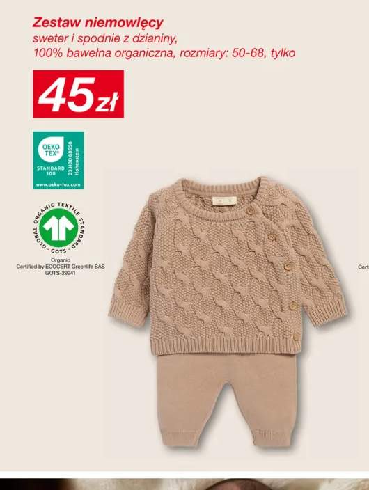 Zestaw niemowlęcy sweter i spodnie z dzianiny